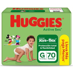 HUGGIES - Pañales Active Sec Xtra-Flex Talla G Huggies 70 Unidades