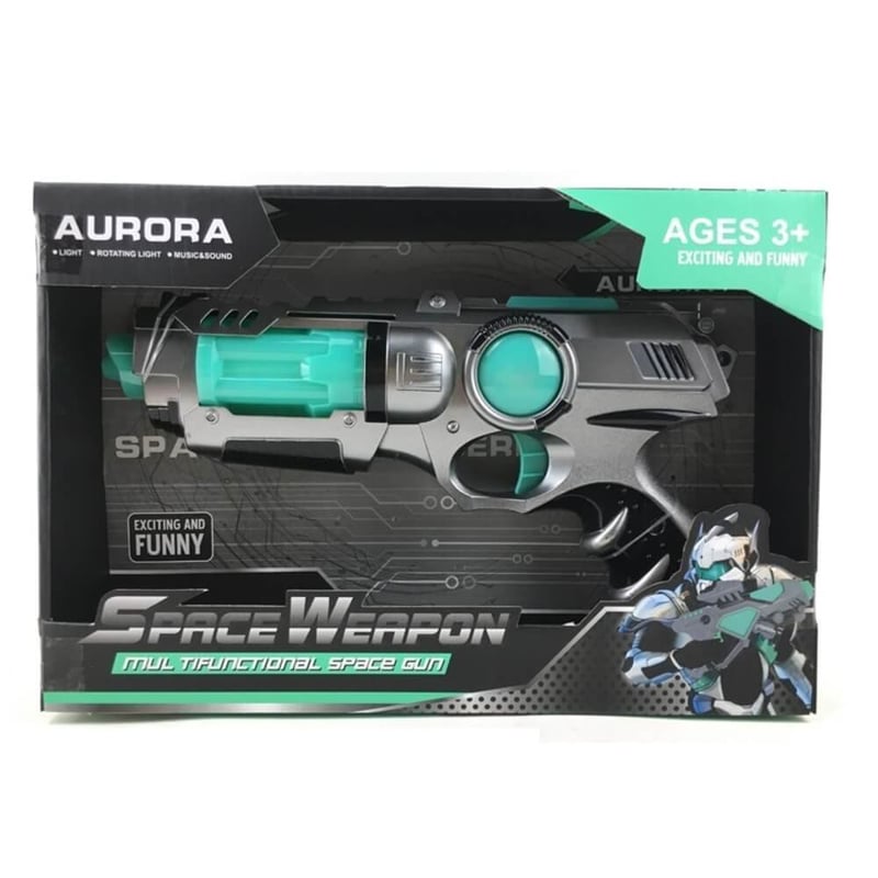 Pistola Espacial Juguete P'TIT CLOWN 23855 - Roja Con Sonido Y Brillos - Plástico Seguro Para Niños