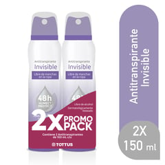 TOTTUS - Pack X 2 Antitranspirante Mujer Invisible 150 mL
