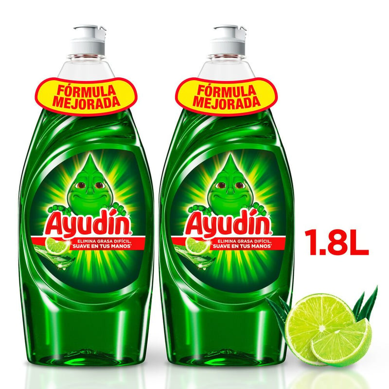AYUDIN - Detergente Líquido Lavavajillas Ay undin Limón y Sábila 900ml 2 unds