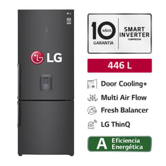 LG - Refrigeradora GB46TGT 446L Door Cooling Bottom Freezer Negro Mate LG