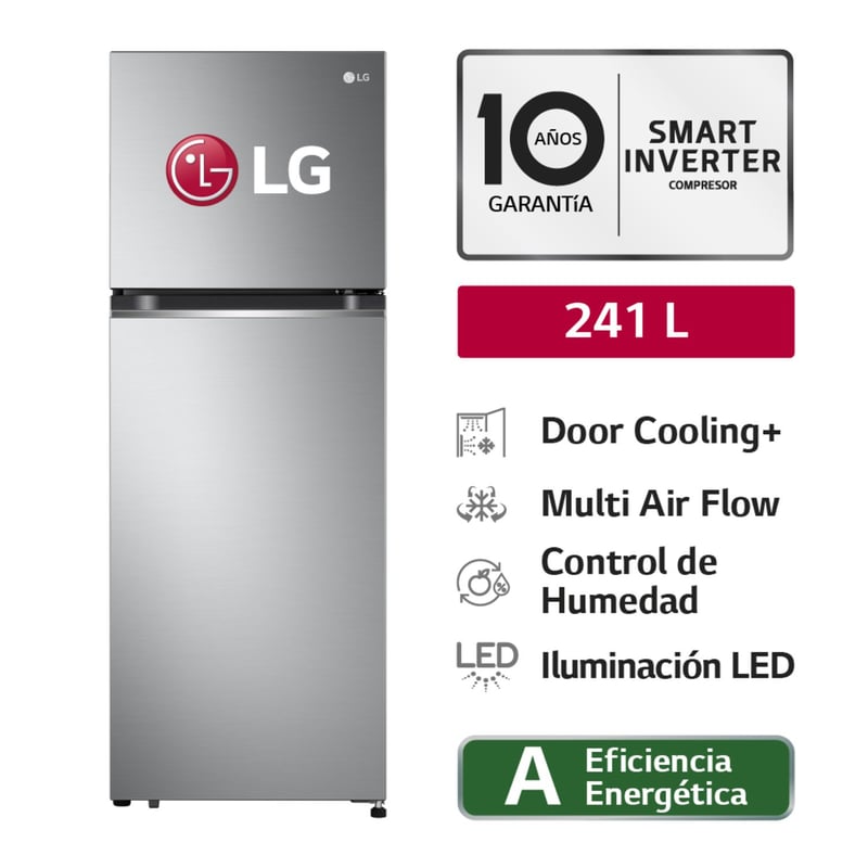 LG - Refrigeradora GT24BPP 241L Door Cooling Top Freezer Plateada LG