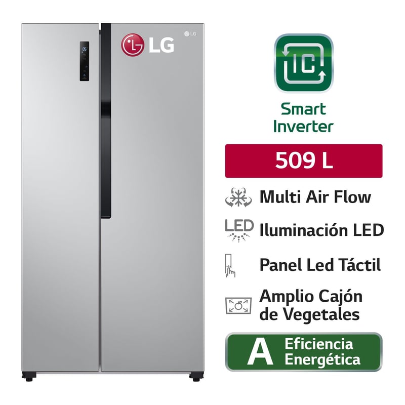 LG - Refrigeradora LS51BPP 509L Multi Air Flow Side by Side Plateada LG