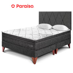 PARAISO - Dormitorio Europeo Pocket Star Queen + Cabecera Loft Charcoal