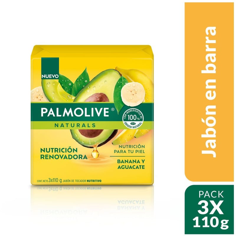 PALMOLIVE - Jabon en Barra Palmolive Naturals Banana y Aguacate 3x110g