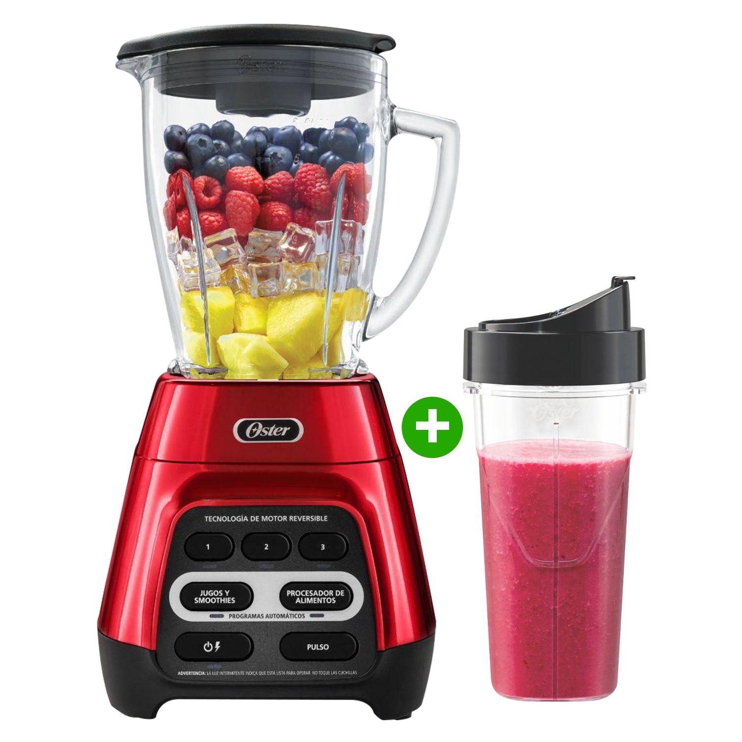 Licuadora Oster 1.5L Tecnologia Reversible Rojo Blstpyg1310Rbg 053 Tottus Peru