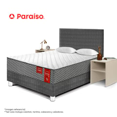 PARAISO - Dormitorio Nappy Pocket 20 2 plazas + 2 almohadas +1 protector + cabecera+ 2 veladores repisa