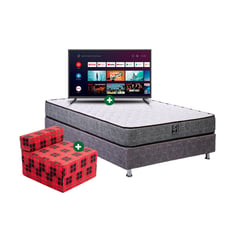 EL CISNE - Combo Cama Raymi 2 Plazas + Smart TV 32" + Sofá Cama 