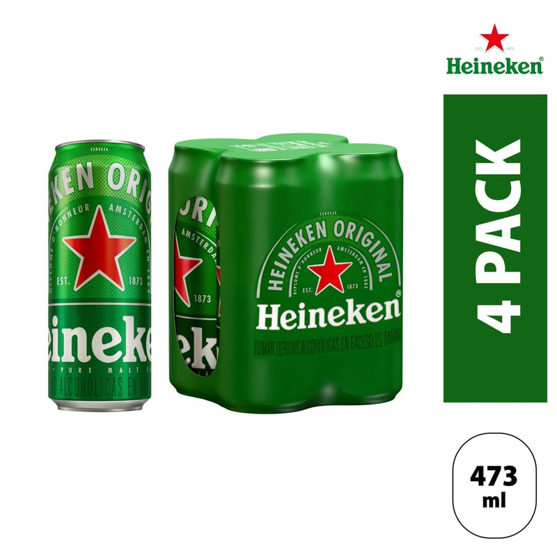 HEINEKEN - Four Pack Heineken Lata 473mL