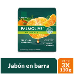 PALMOLIVE - Jabón Palmolive Mandarina y Romero en barra 3 x 110 g