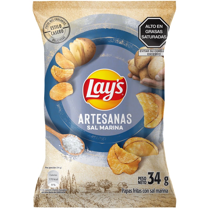 Lays Artesanas Sal Marina 34 g | Tottus Perú