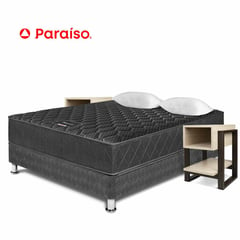 PARAISO - Cama Majestic Black 2 Plazas + 2 veladores flotantes