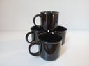 4 Tazas de Porcelana negro con motas blancas (Picados)