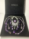 CONJUNTO DE JOYERIA DE GALA ENPIEDRA AMATISTA COMPUESTO DE: GARGANTILLA, AROS, ANILLO Y DOS BRAZALETES, CON ESTUCHE