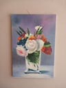 Cuadro pintura de óleo flores en un jarrón de cristal 92cm x 60cm