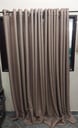 2 paños de cortinas de tela lonilla color marrón (para apertura tipo puerta blindex, hasta el piso) - alto 2.30 mt c/u - ancho 3.38 mt c/u   Riel: 2.50 mt. con sus topes de c/ lado y 3 soportes con 2 tornillos c/ soporte