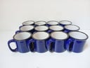 12 Tazas de Porcelana azul con motas blancas (Picados)