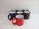 7 Tazas de porcelana pequeños rojo, azul y negro (Picados)
