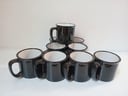 9 Tazas de Porcelana negro con motas blancas (Picados)
