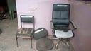 SILLON GIRAT.RECLINABLE C/POSA BRAZO Y RUEDITA NEG + SILLA GIRATORIA TIPO EJECUTIVO COLOR NEGRO + SILLA ESTRUCT METAL TAPIZ CUERINA