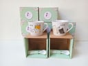 10 tazas de té pequeños de porcelana con diseño de gatos + 10 cucharitas de porcelana  (En caja) (Buen Estado) NUEVOS
