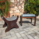 2 Banquitos de madera vintage acolchonado (45cm*38cm*43cm)(56cm*38cm*40cm) (Buen estado,Usados) 