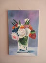 Cuadro pintura de óleo flores en un jarrón de cristal 92cm x 60cm