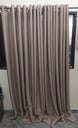 2 paños de cortinas de tela lonilla color marrón (para apertura tipo puerta blindex, hasta el piso) - alto 2.22 mt c/u- ancho 2.40 mt c/u  Riel: 2 mt. con sus topes de c/ lado y 2 soportes con 2 tornillos c/ soporte