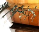 Antiguedades: Juego de 4 Estribos de Plata Pura con Rueda de Espuelas giratorias