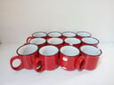 12 Tazas de Porcelana Rojo (Picados, sin manija)