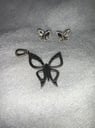 CONJUNTO DE MARIPOSAS EN PLATA Y CIRCONES, COLGANTE Y AROS.