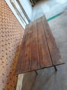 Mesa/Tablón de madera con caballetes (Buen estado) Ancho 91cm, Largo 2.21m, Alto 73cm aprox