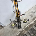 4 Cañas de pescar con rieles, largo 1.60m (Usados)(Buen estado) 