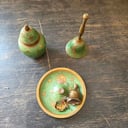 Potiche + campana + velero de cobre decorado (VELERO ROTO, A REPARAR)