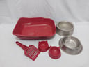Arenero para gato + Palita + 2 platitos + 2 platos de aluminio (Usado)