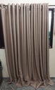 2 paños de cortinas de tela lonilla color marrón (para apertura tipo puerta blindex, hasta el piso) - alto 2.22 mt c/u- ancho 2.40 mt c/u  Riel: 2 mt. con sus topes de c/ lado y 2 soportes con 2 tornillos c/ soporte