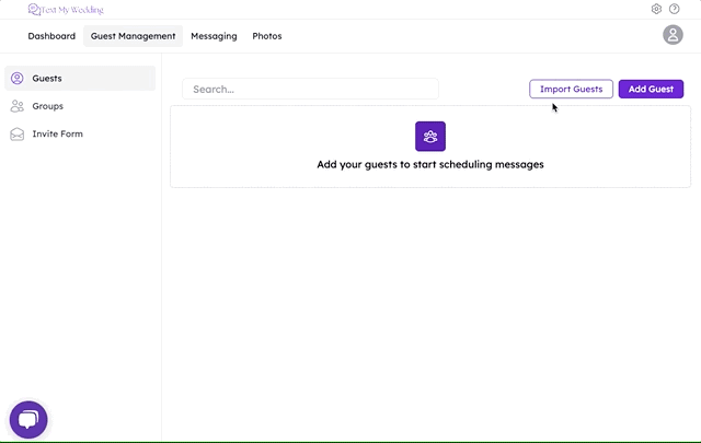 Import text my wedding guests