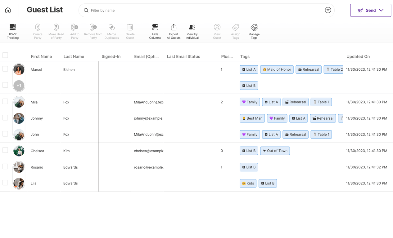 download your guest list as a CSV or Excel file