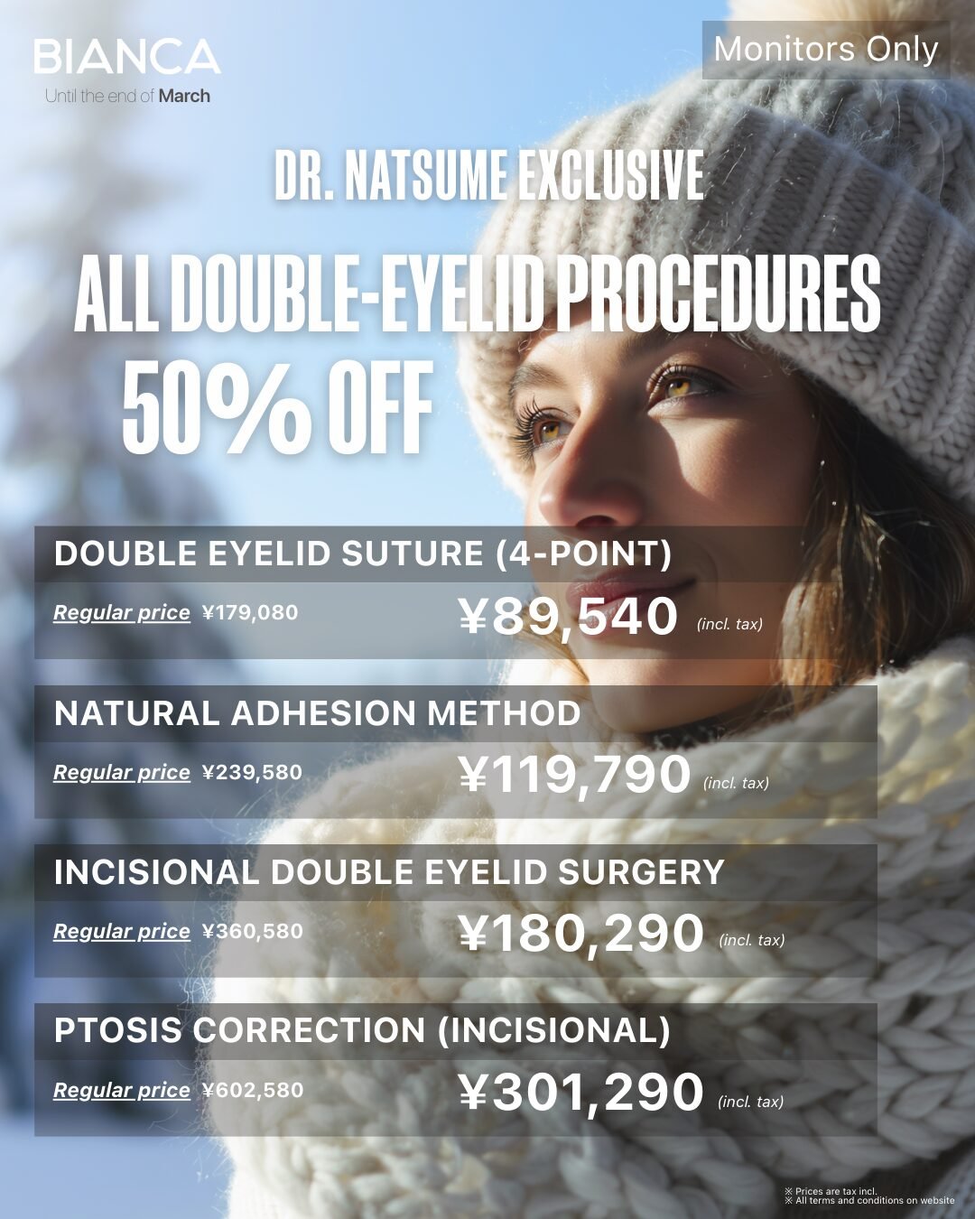 【Dr. Natsume Exclusive】Half-Price Double Eyelid Surgery. Limited-Time Model Campaign