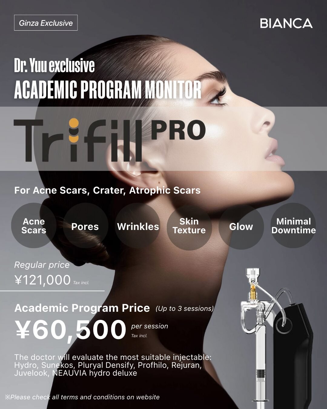 【Dr. Okubo Exclusive / Ginza Clinic】Academic Monitor : For Acne Scars, Crater, Atrophic Scars TRIFILL PRO