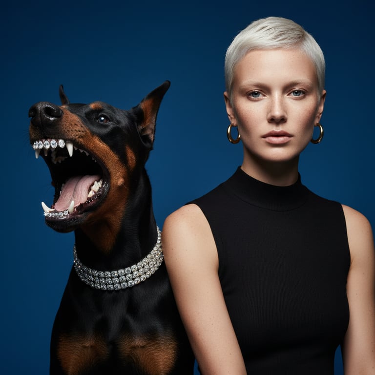 minimalist studio portrait of a woman with very short platinum blonde hair, natural skin texture, f…