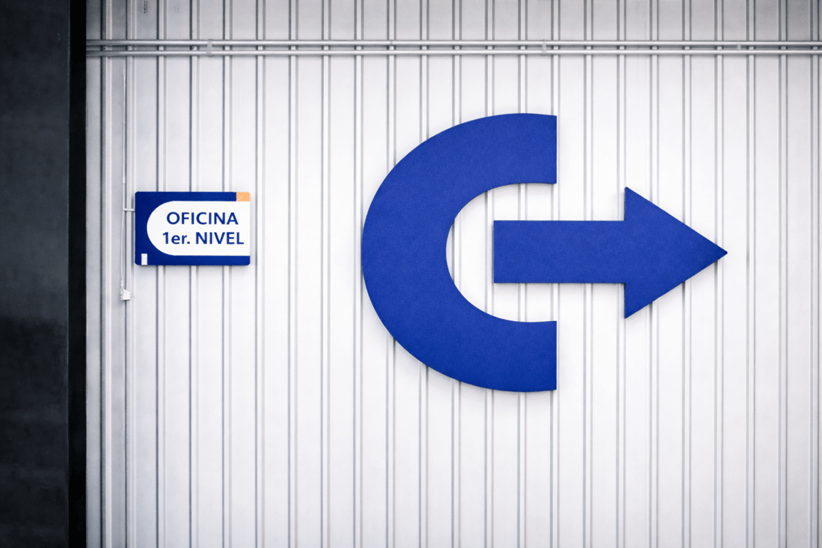 Anuncio opaco industrial para parques empresariales con diseño corporativo