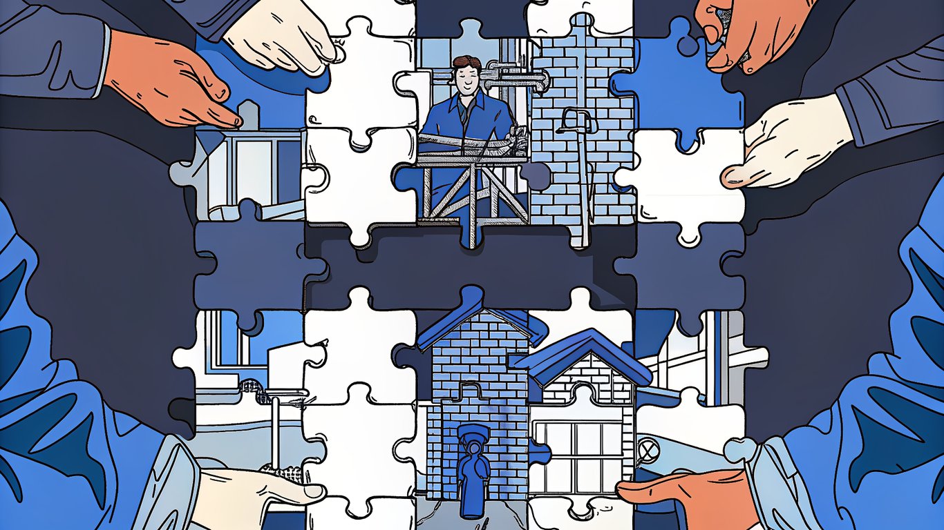 Illustration of various components of deck cost fitting together like puzzle pieces