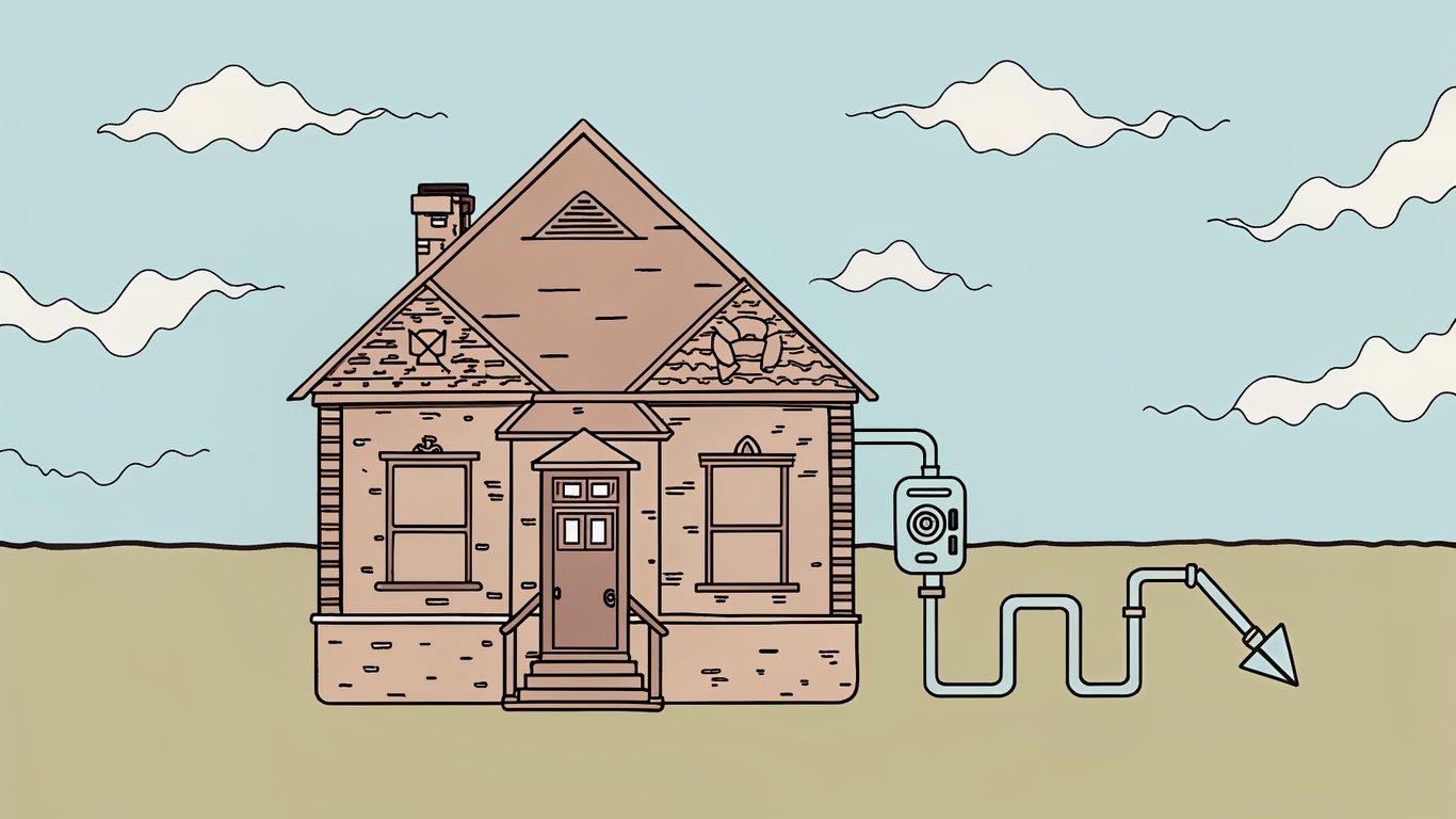 Illustration showing a house with a well-installed thermopompe, symbolizing energy efficiency and cost savings.