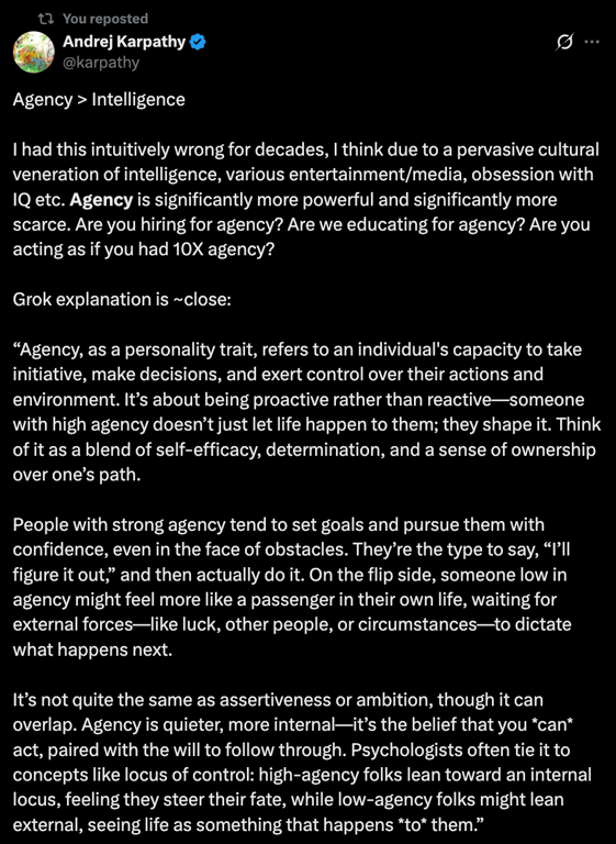 Andrej Karpathy - Agency > Intelligence