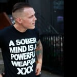 Richie hardcore wearing a black a sober mind is a powerful weapon tshirt straight edge