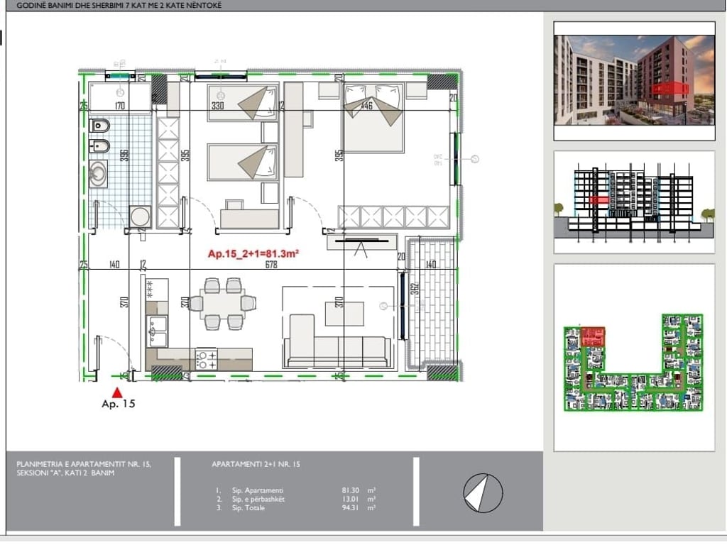 Apartament ne shitje 2+1