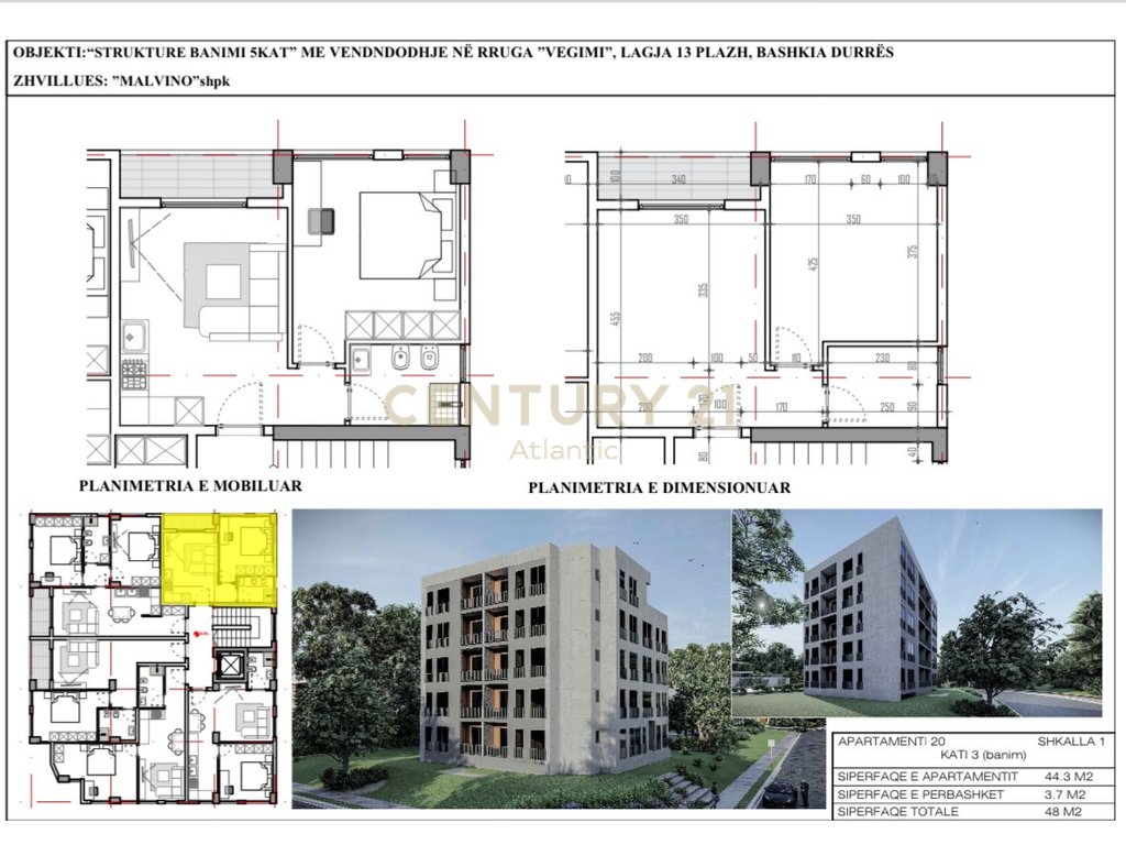 APARTAMENT 1+1 PER SHITJE PAGESE ME KESTE ,NDERTIM I RI RROTA KUQE !!