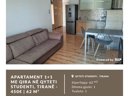 A 1+1 apartment is available for rent at the Ana complex, Student City.