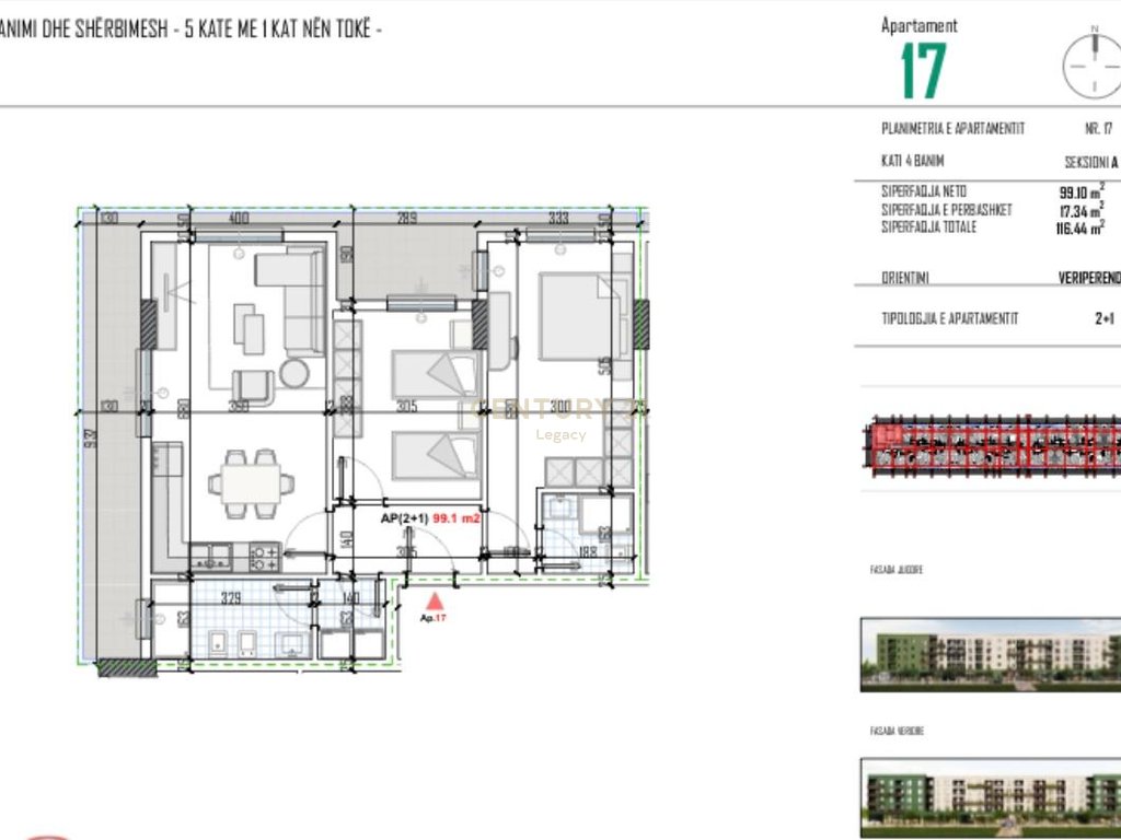 Appartamento 2+1 in vendita a Kamëz 93.200 €